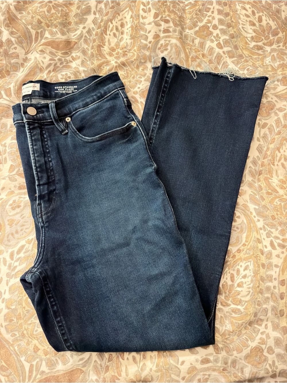 Good American Dark Indigo Flare Jeans